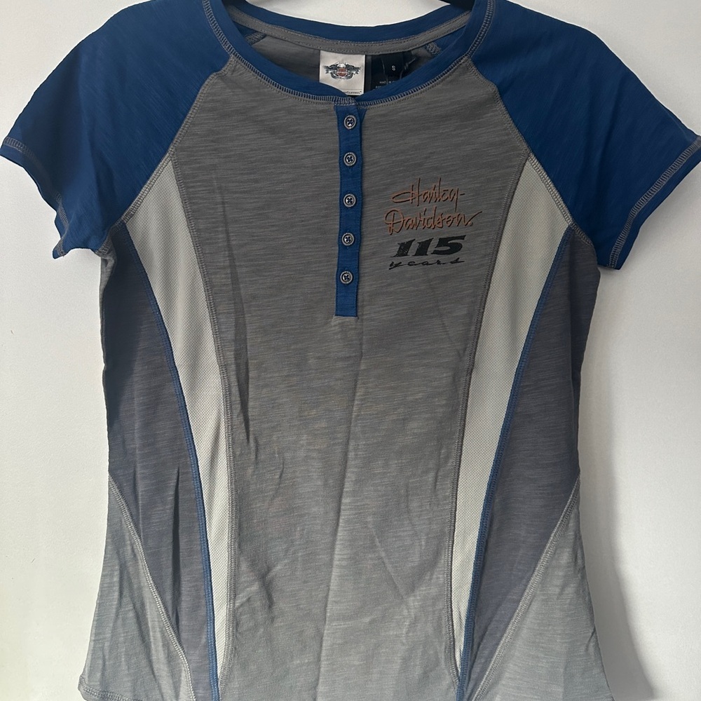 Harley-Davidson Women’s Blue and Gray Shirt